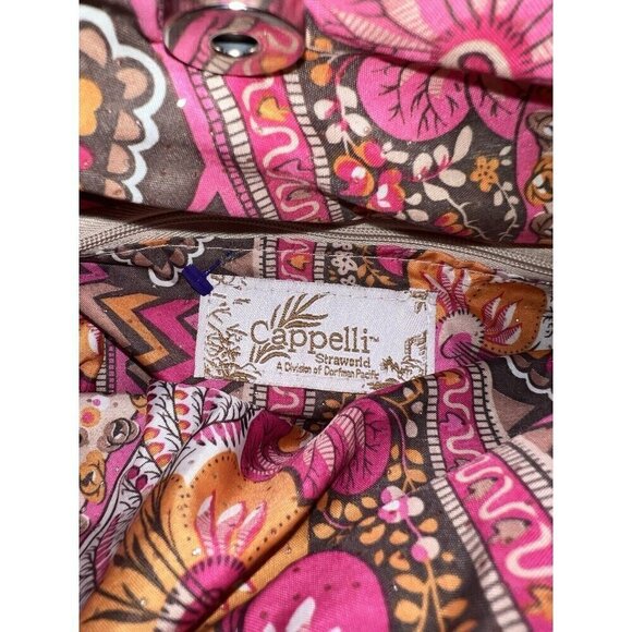 CAPPELLI Straworld Rattan and Multicolor Tiered Ruffles Double Top Handles Bag - Picture 13 of 16